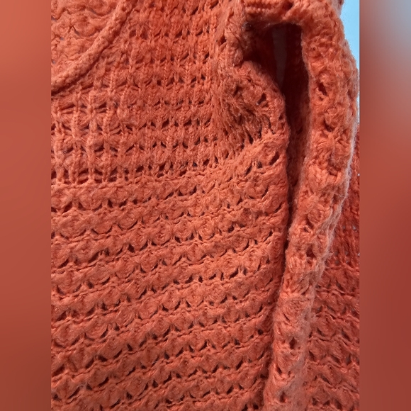 𝅺FREE PEOPLE ORANGE Crashing Waves Pullover Chunky Knit Oversize Sweater Size S - Picture 7 of 11